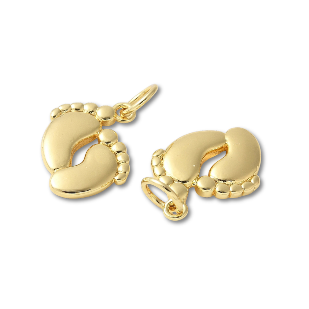 18k Gold Plated Brass Baby Feet Charm