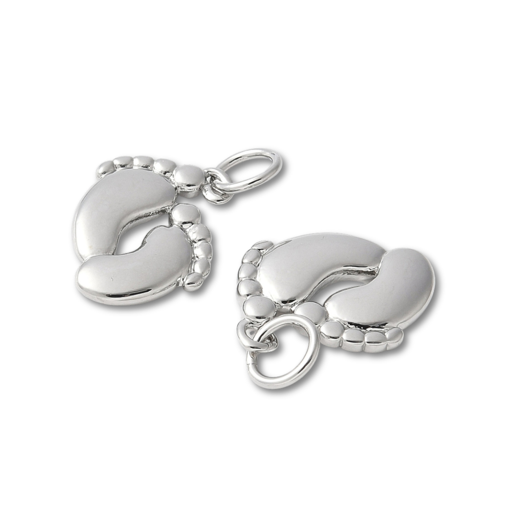 Silver Brass Baby Feet Charm