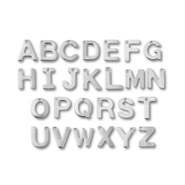 Stainless Steel Silver Initial Letter Charm Set