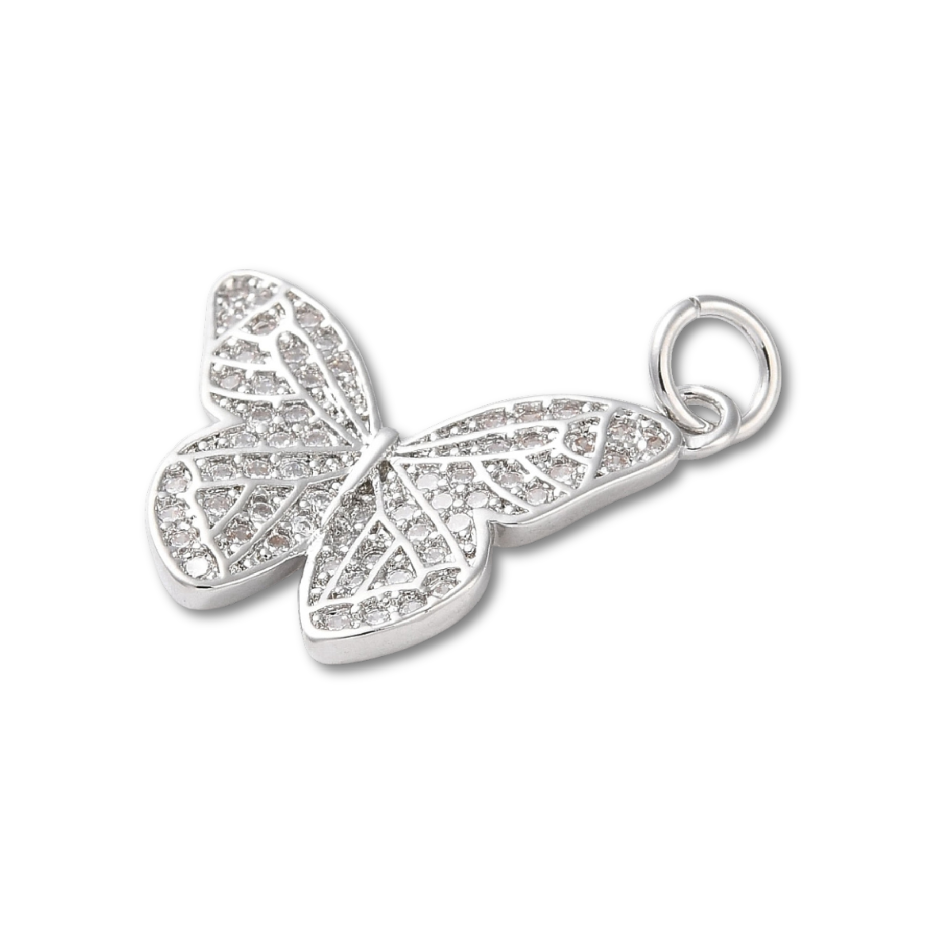 Silver Brass Butterfly Charm