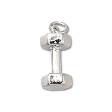 Dumbbell Silver Charm