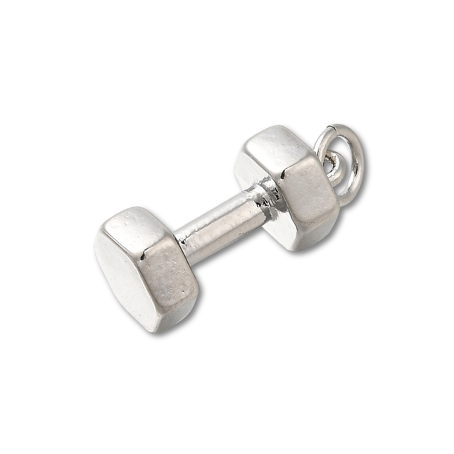 Dumbbell Silver Charm