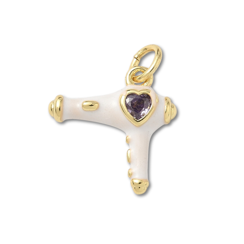 18k Gold Plated Brass Hair Dryer Charm