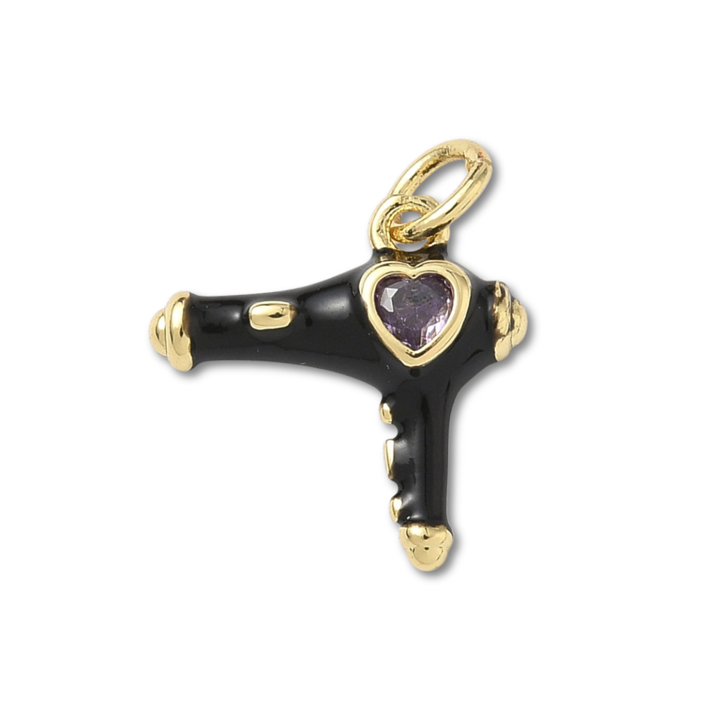 18k Gold Plated Brass Hair Dryer Charm