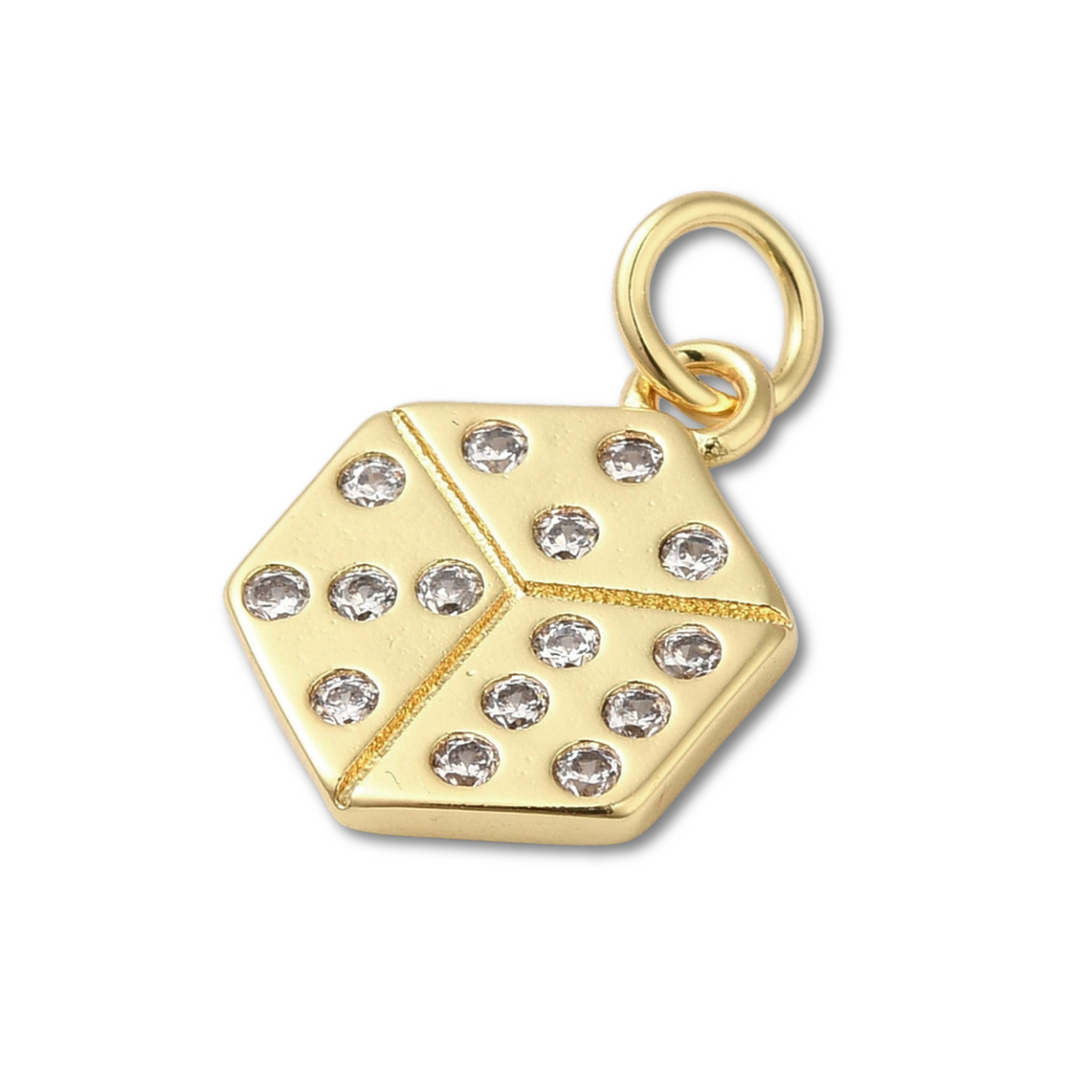 18k Gold Plated Brass Dice Charm