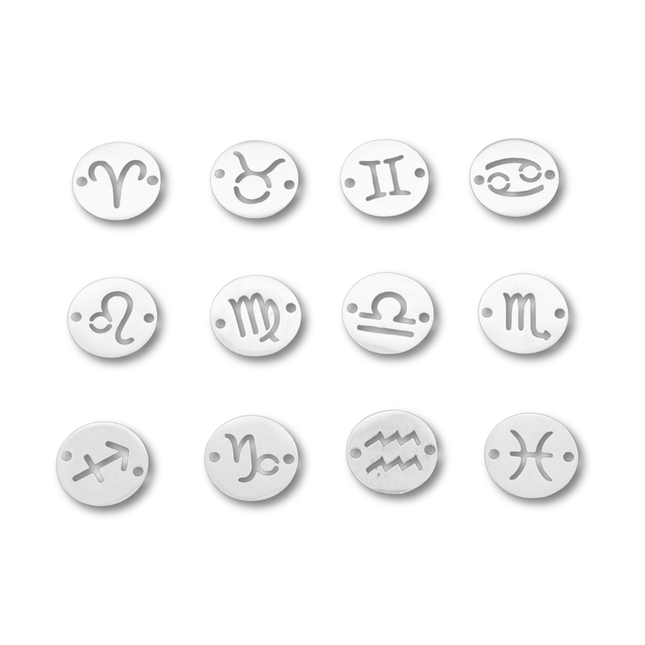 Zodiac Silver Connector Charm