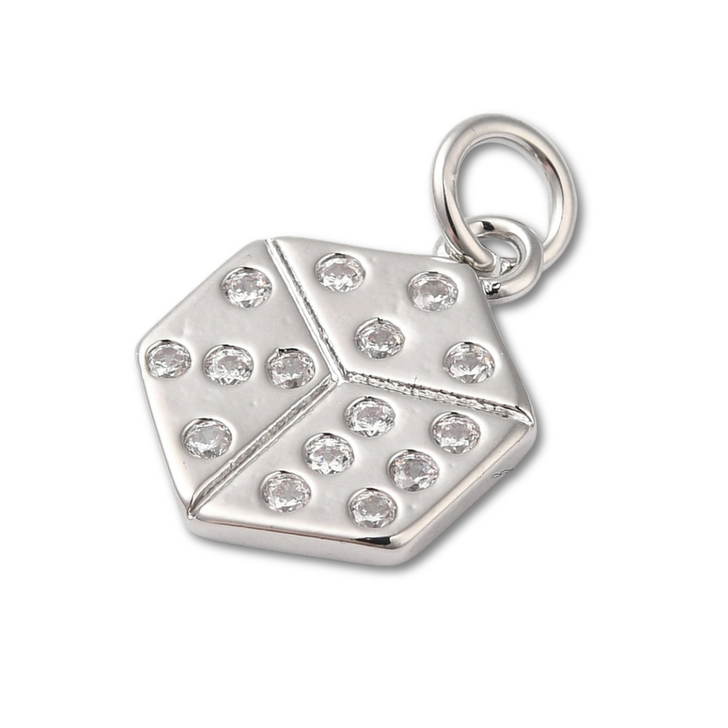 Silver Brass Dice Charm