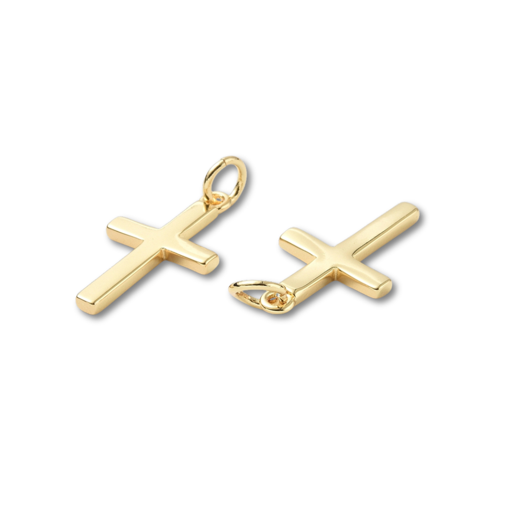 18k Gold Plated Brass Cross Charm