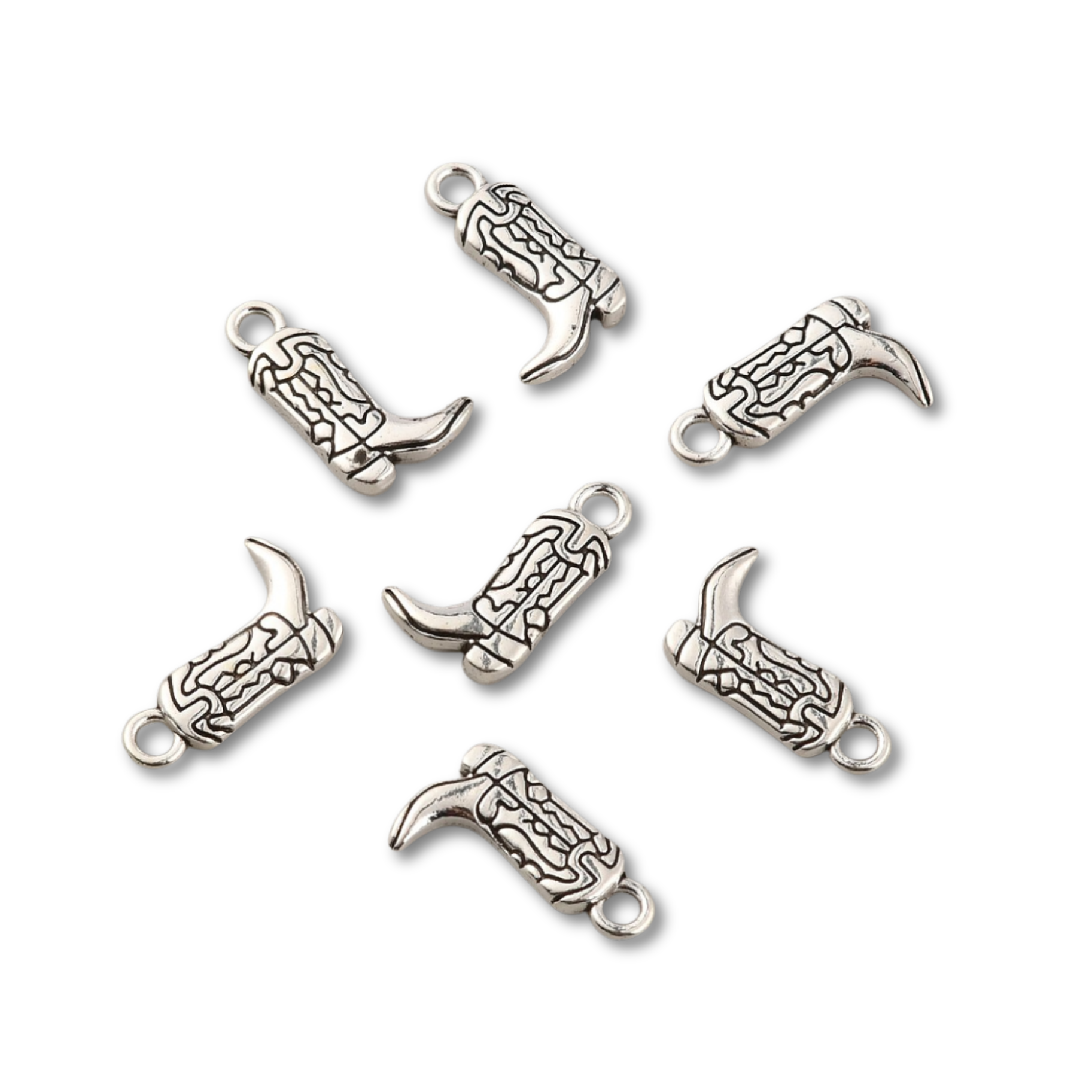 Silver Alloy Cowboy Boot Charm