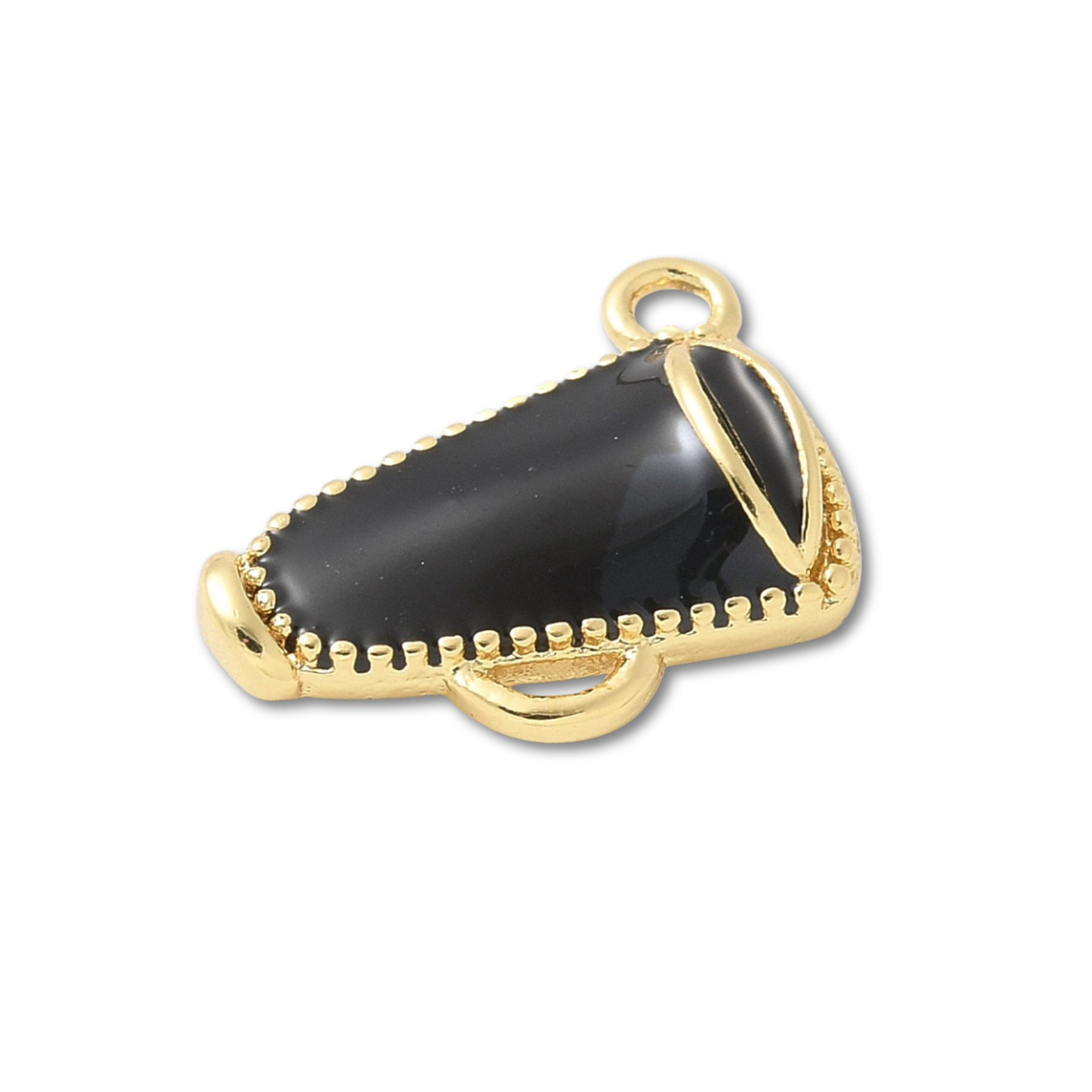 18k Gold Plated Brass Black Megaphone Charm