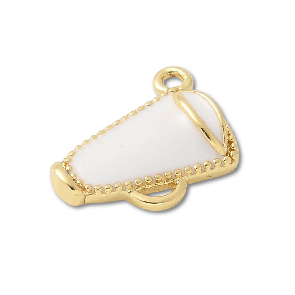 18k Gold Plated Brass White Megaphone Charm