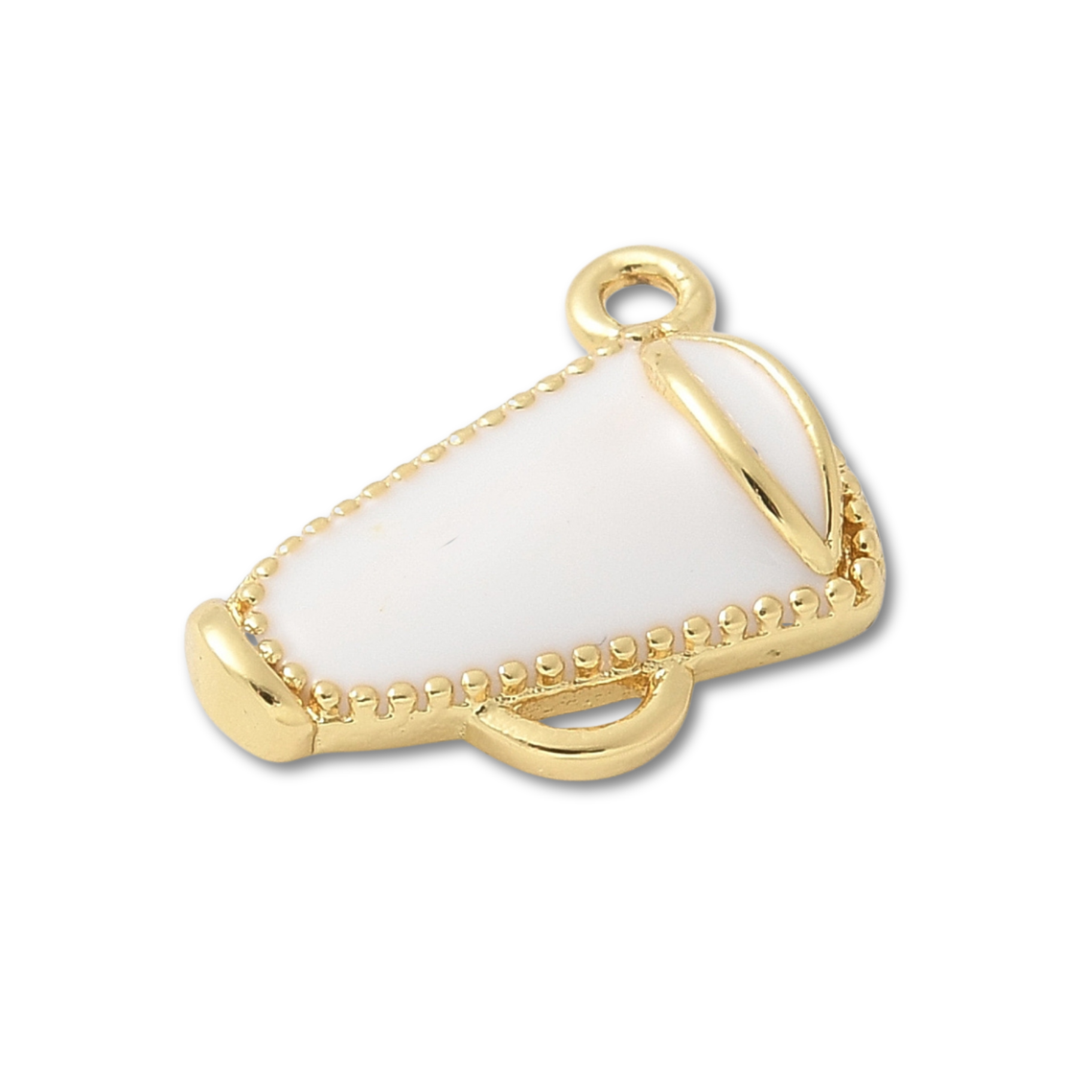 18k Gold Plated Brass White Megaphone Charm