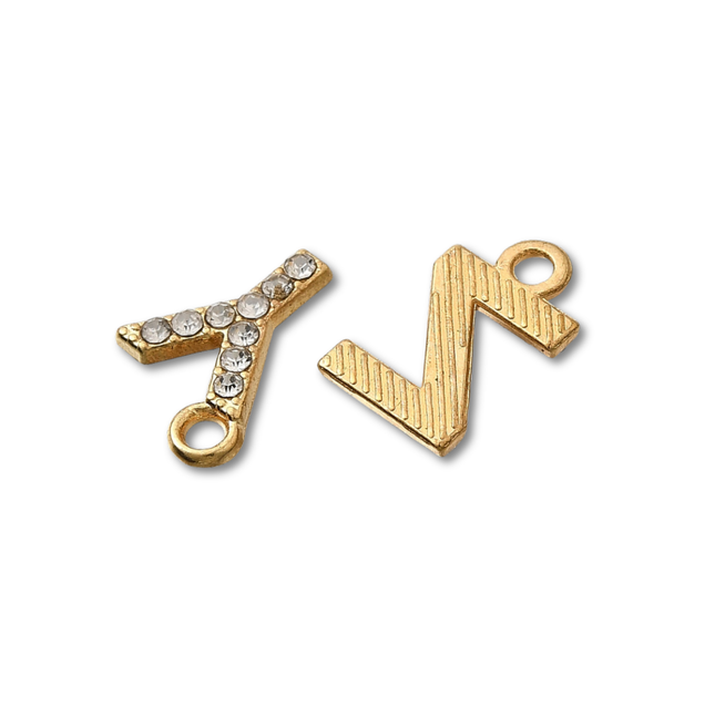 Initial Gold Rhinestone Charm Set