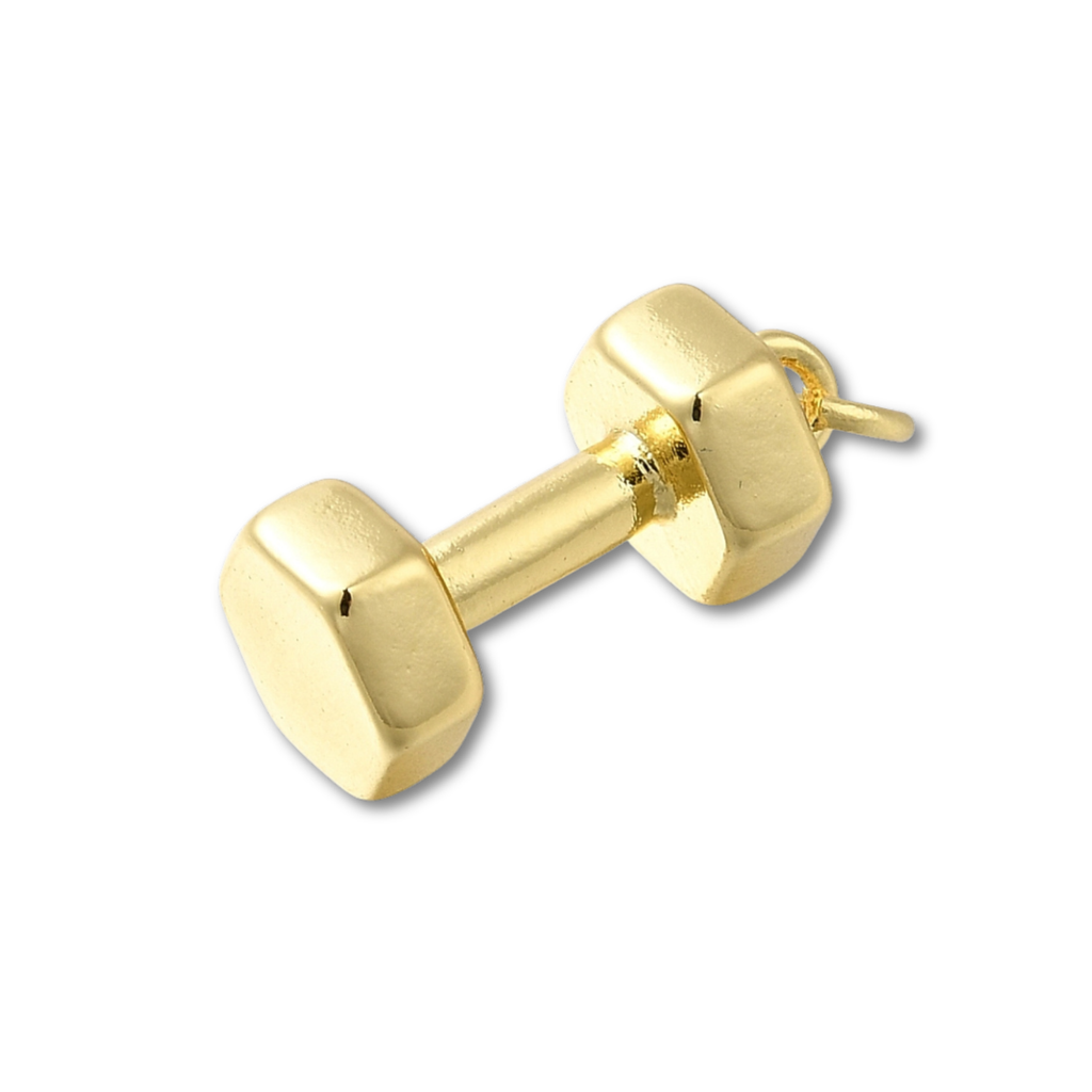 18k Gold Plated Brass Dumbbell Charm