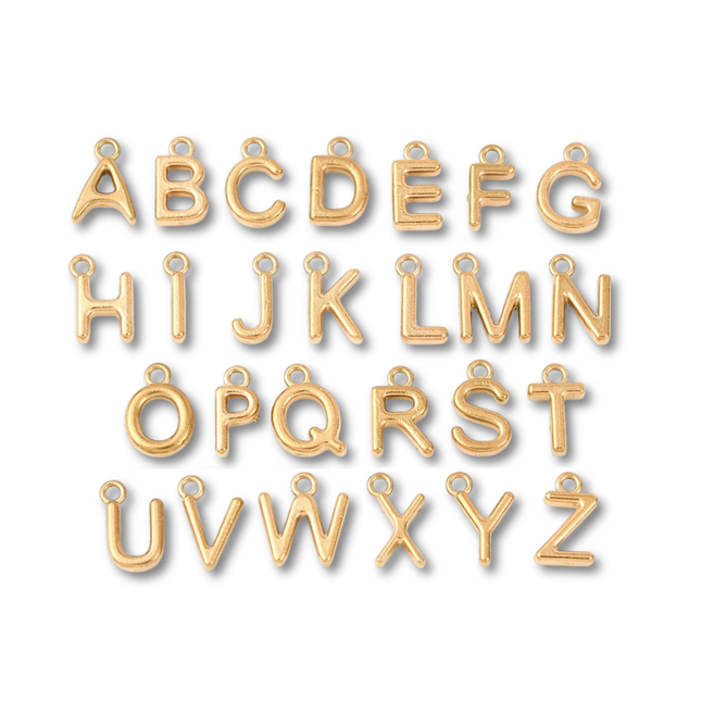 Stainless Steel Bold Gold Initial Letter Charm Set