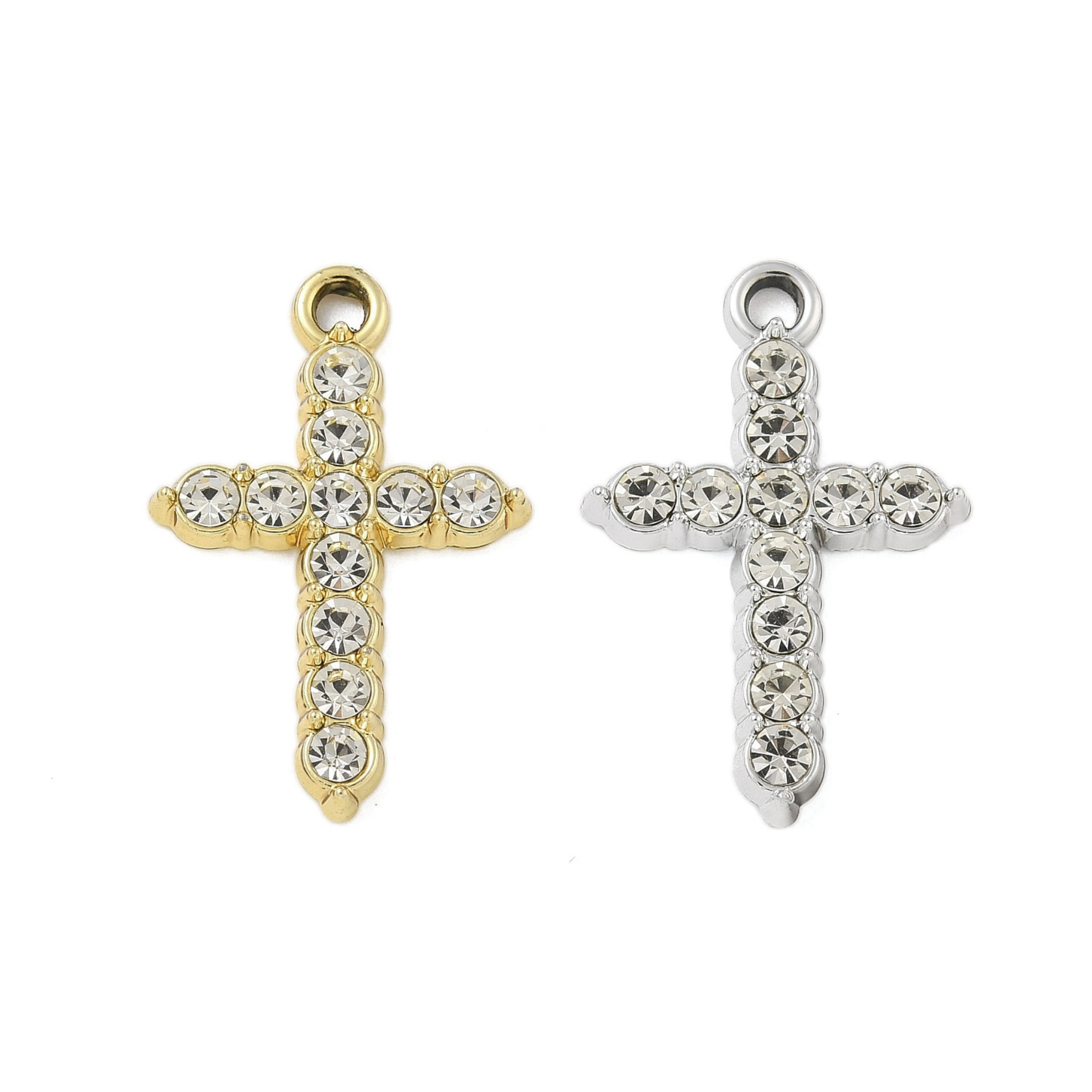 Alloy Rhinestone Cross Charm
