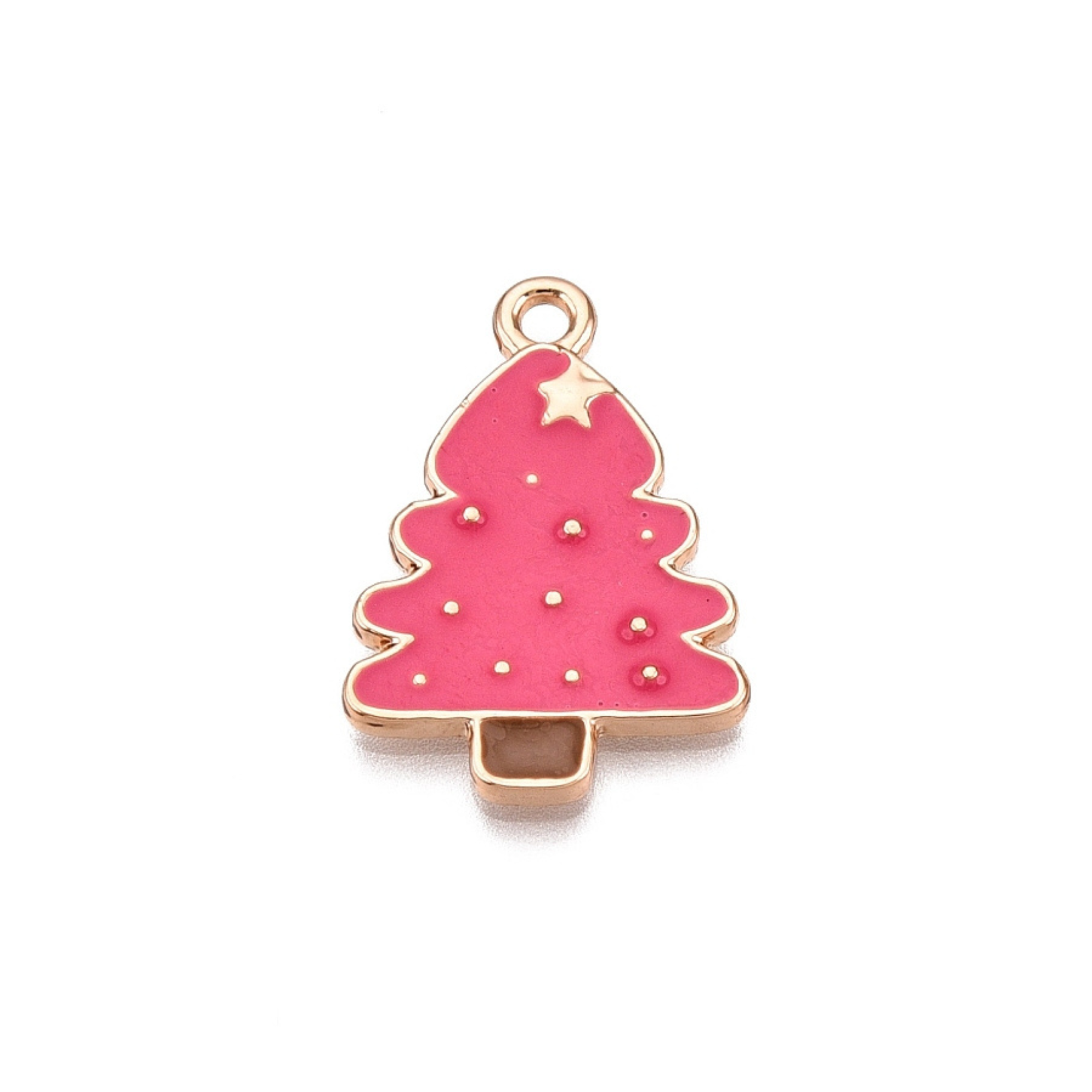 Gold Alloy Pink Christmas Tree Charm