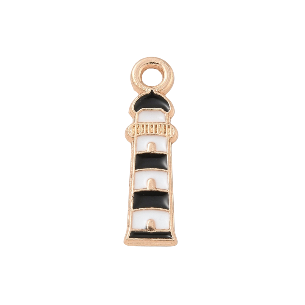 Gold Alloy Black Lighthouse Charm