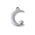 Silver Stainless Steel Moon Charm