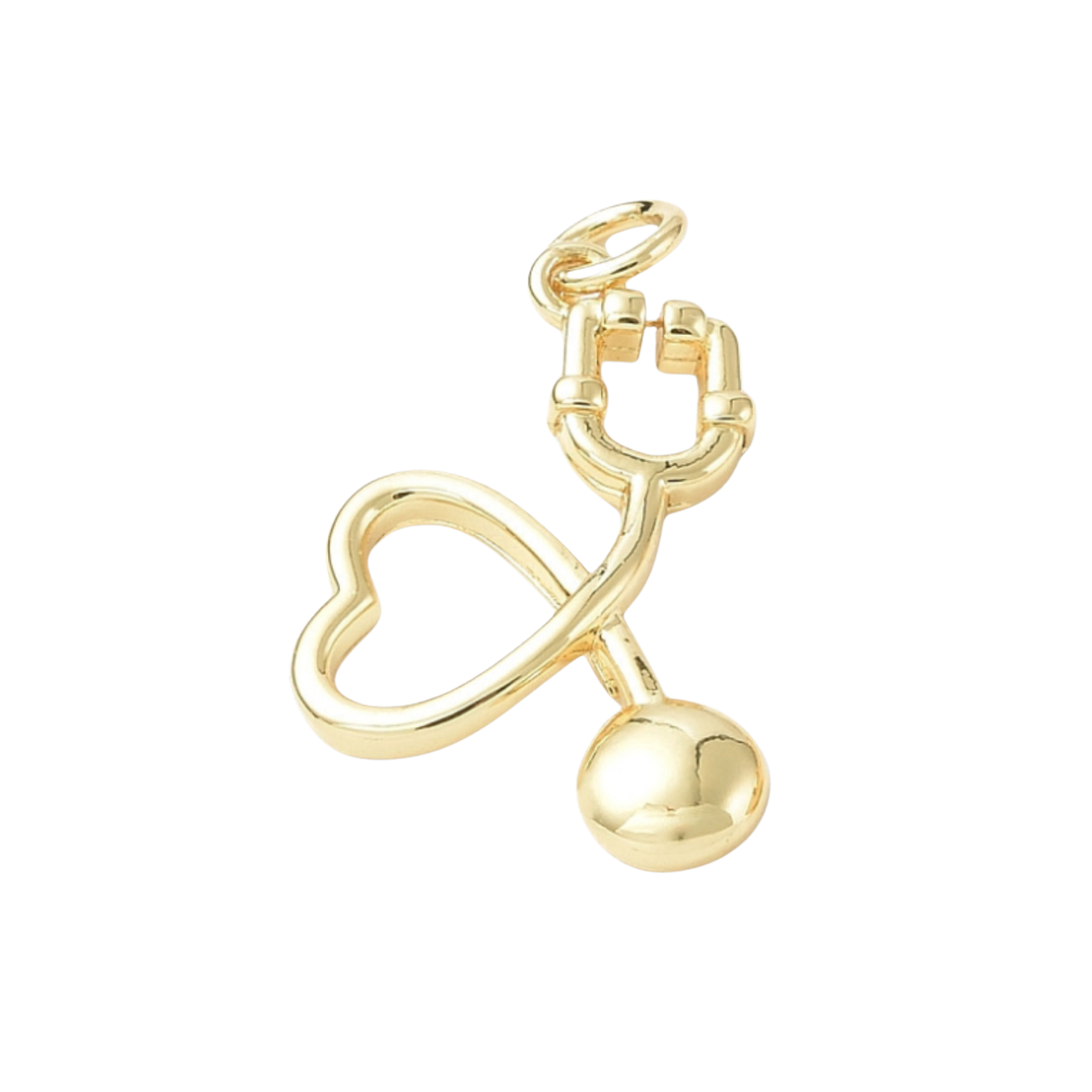 18k Gold Plated Brass Stethoscope Charm