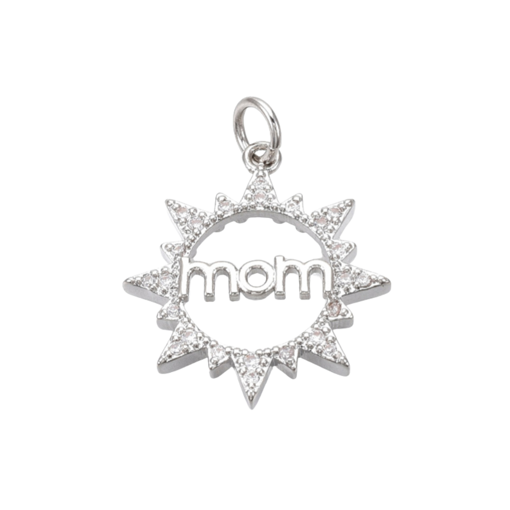 Silver Brass Mom Sun Charm