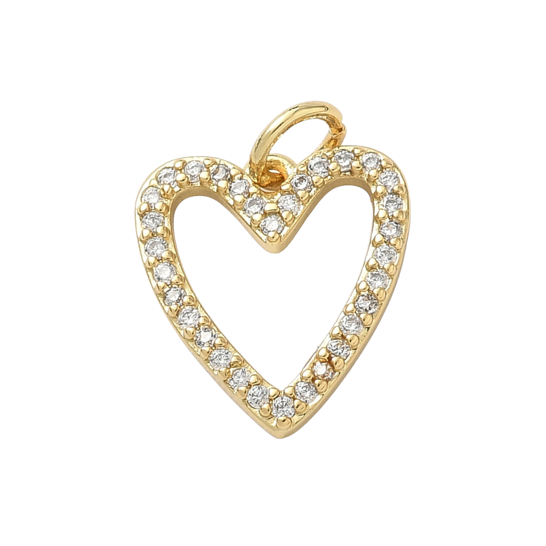 18k Gold Plated Brass Hollow Heart Charm