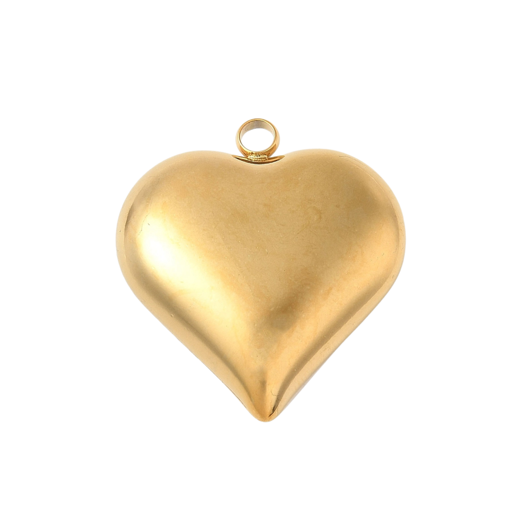 18k Gold PVD Stainless Steel Puff Heart Charm