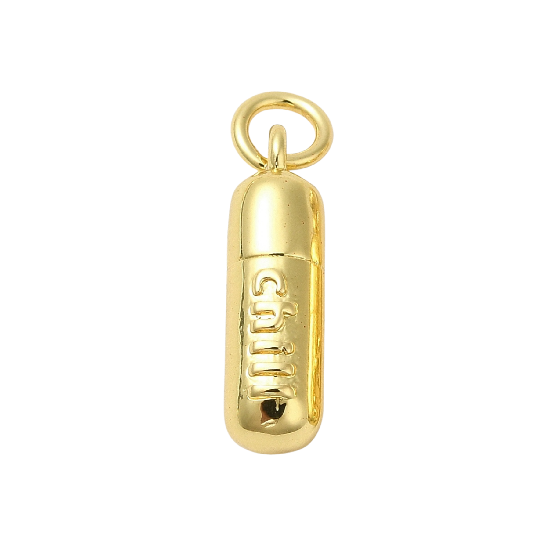 18k Gold Plated Brass Chill Pill Charm