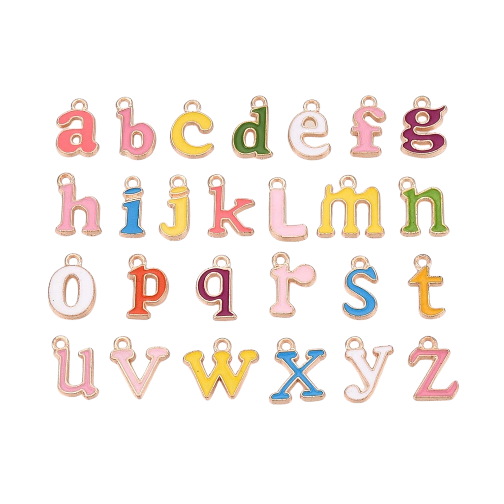 Gold Alloy Serif Initial Letter Charm Full Set
