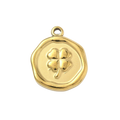 18k Gold PVD Stainless Steel Gold Round Clover Charm