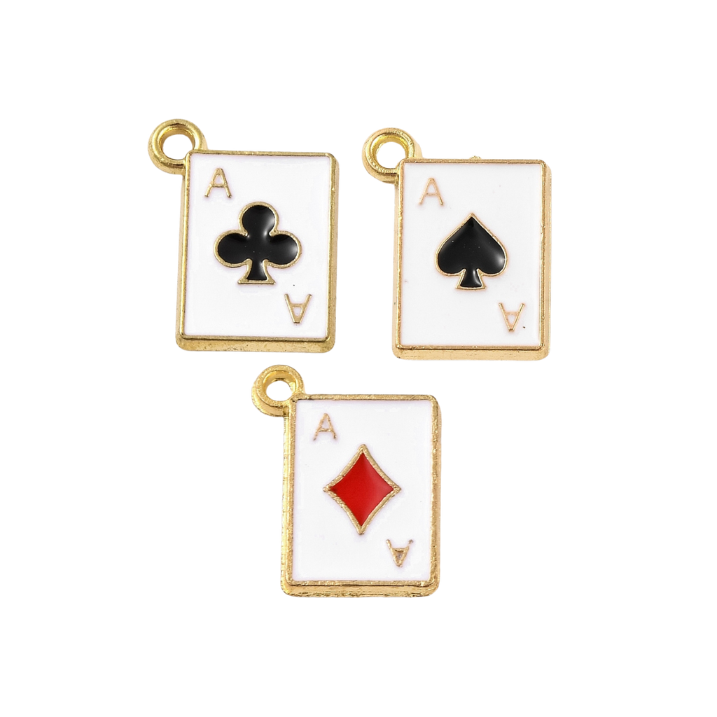 Gold Alloy Poker Card Charm