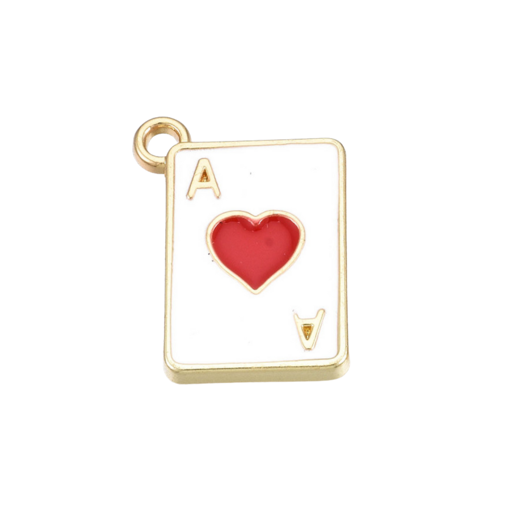 Gold Alloy Heart Poker Card Charm