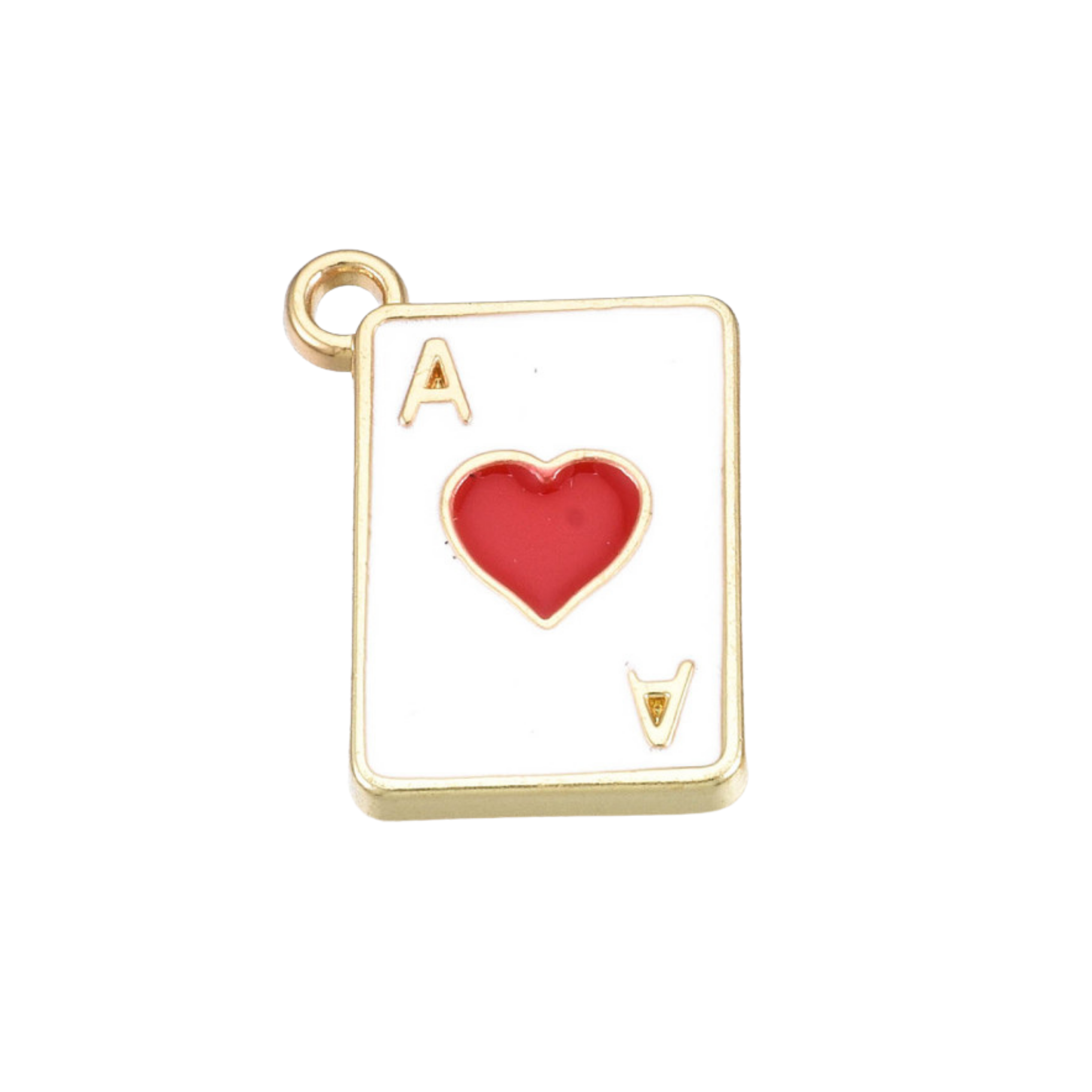 Gold Alloy Heart Poker Card Charm