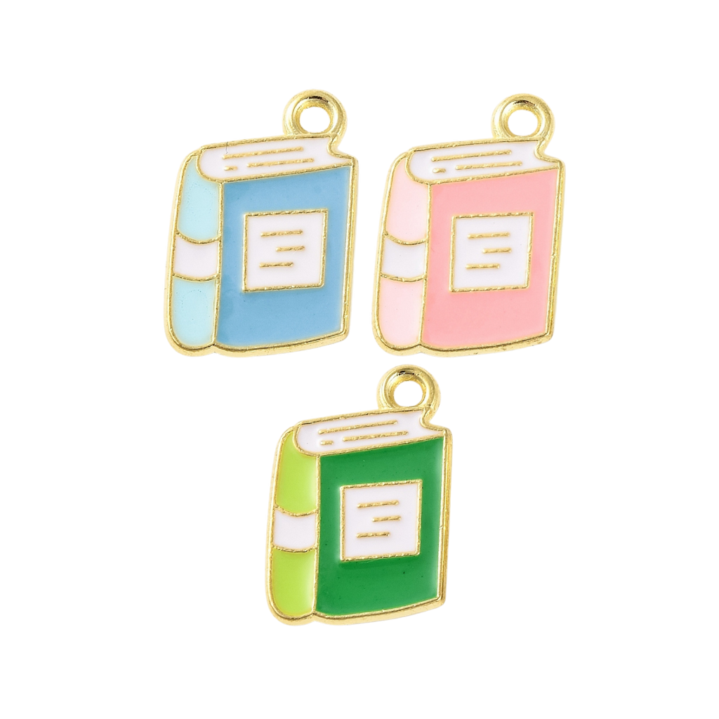Gold Alloy Colorful Book Charm