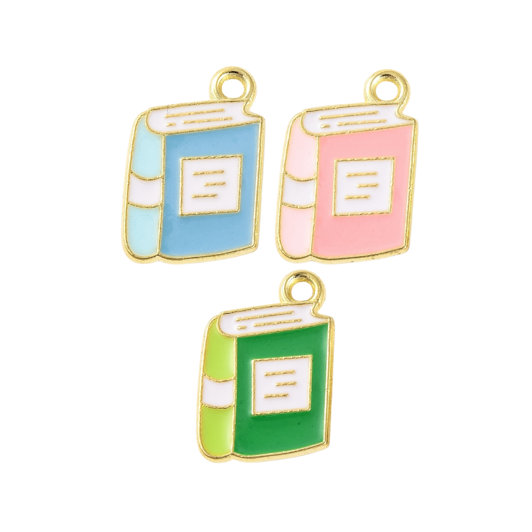 Gold Alloy Colorful Book Charm