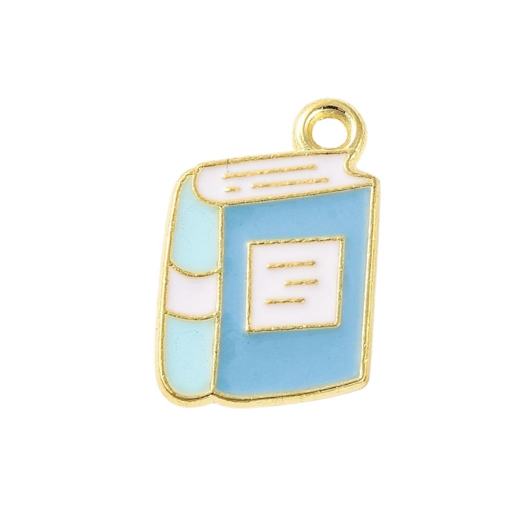 Gold Alloy Colorful Book Charm