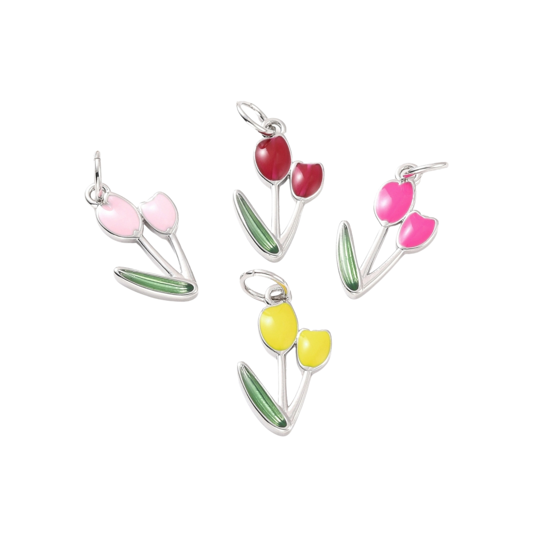 Silver Brass Assorted Tulip Charm