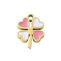 18k Gold Plated Stainless Steel Pink Clover Charm