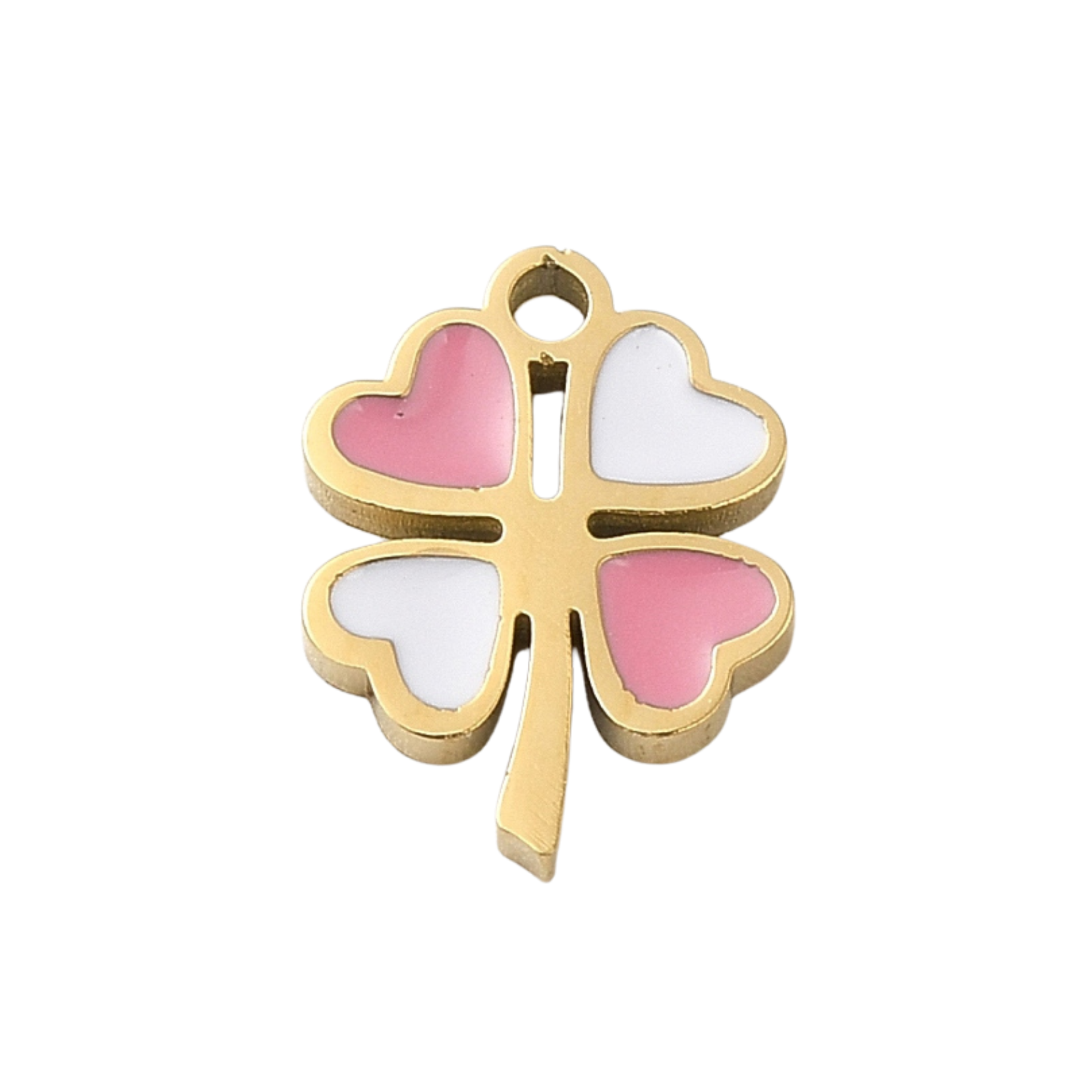 18k Gold Plated Stainless Steel Pink Clover Charm