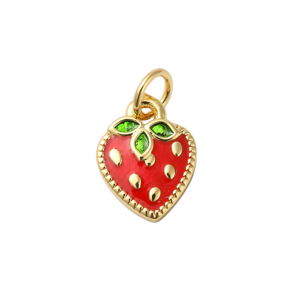 18k Gold Plated Brass Strawberry Charm