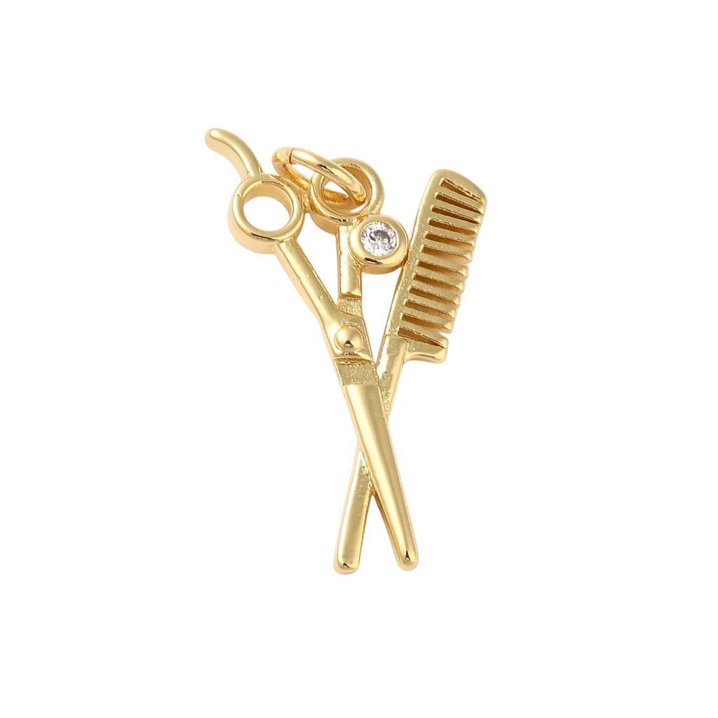 18k Gold Plated Brass Stylist Tools Charm