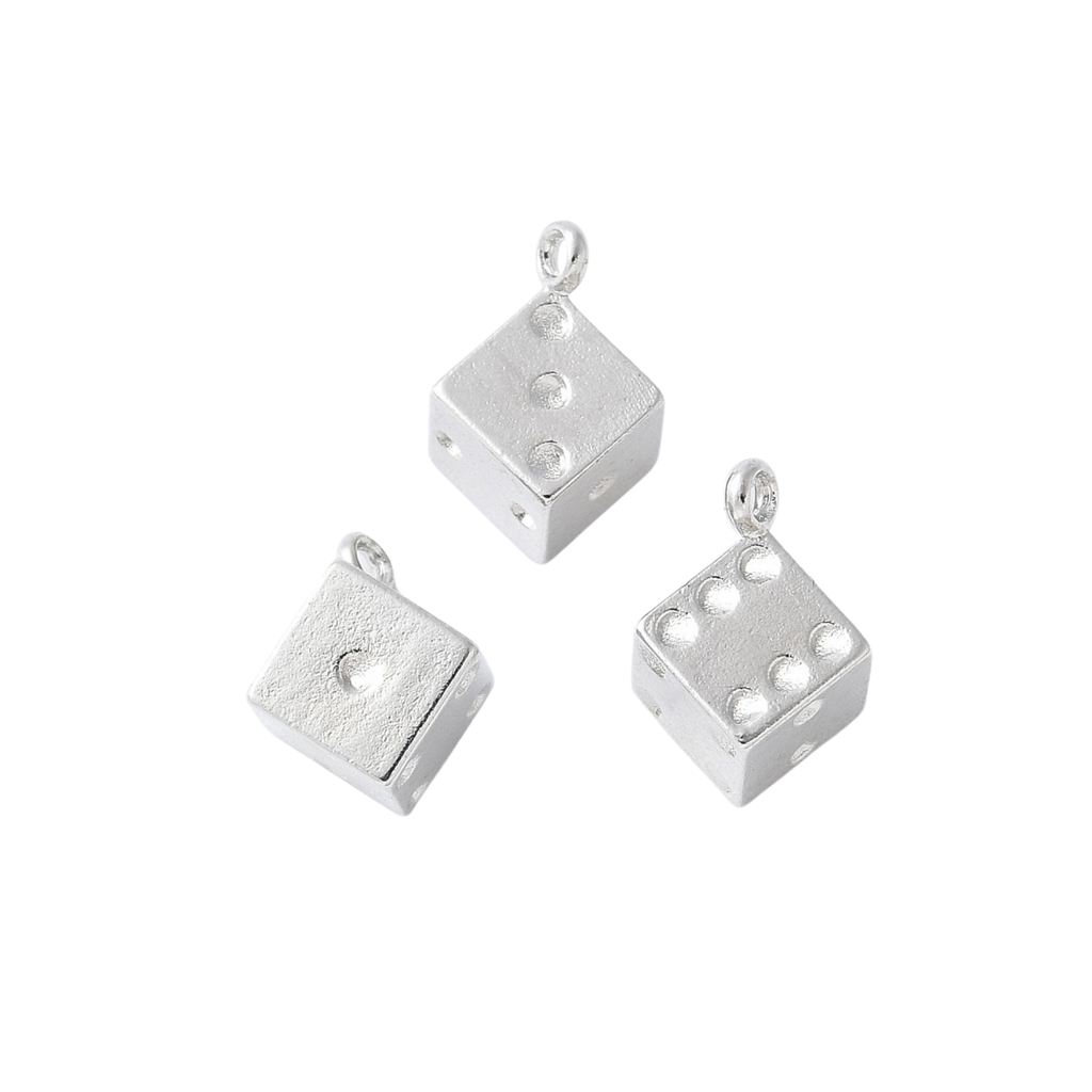 Silver Alloy Dice Charm