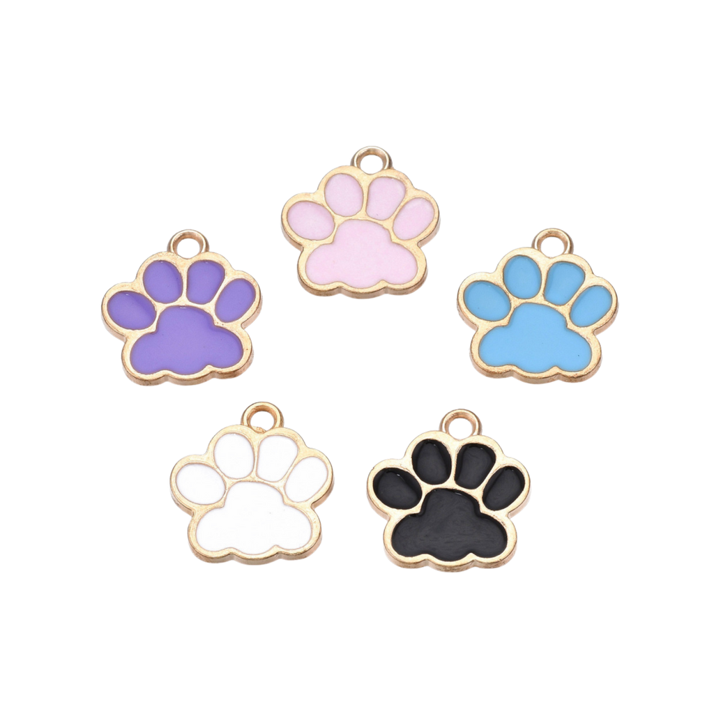 Gold Alloy Colorful Paw Print Charm