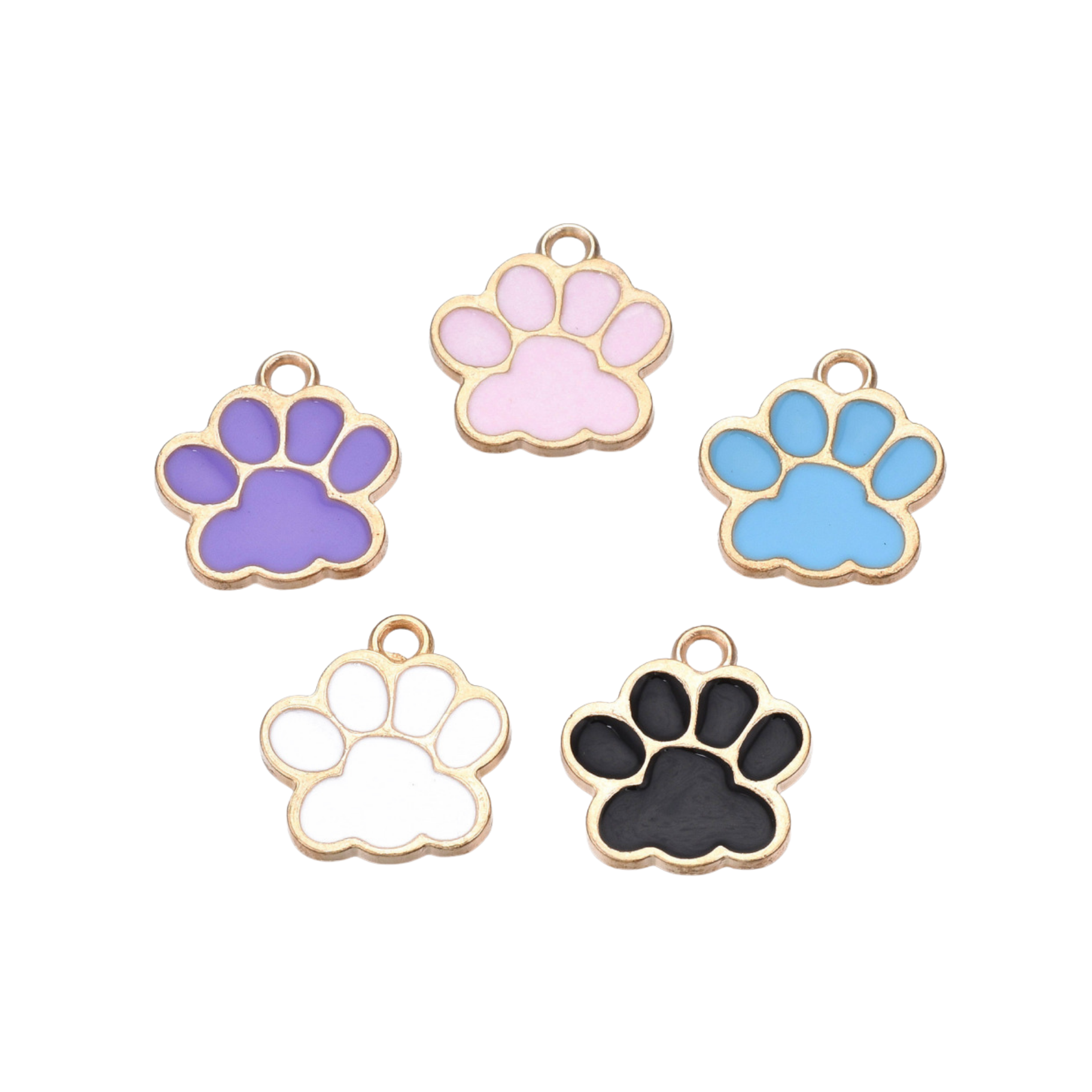 Gold Alloy Colorful Paw Print Charm