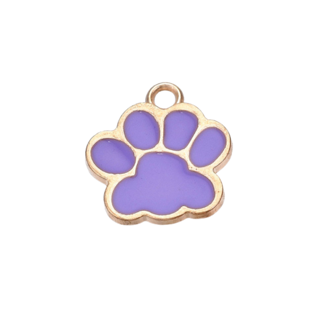 Gold Alloy Colorful Paw Print Charm