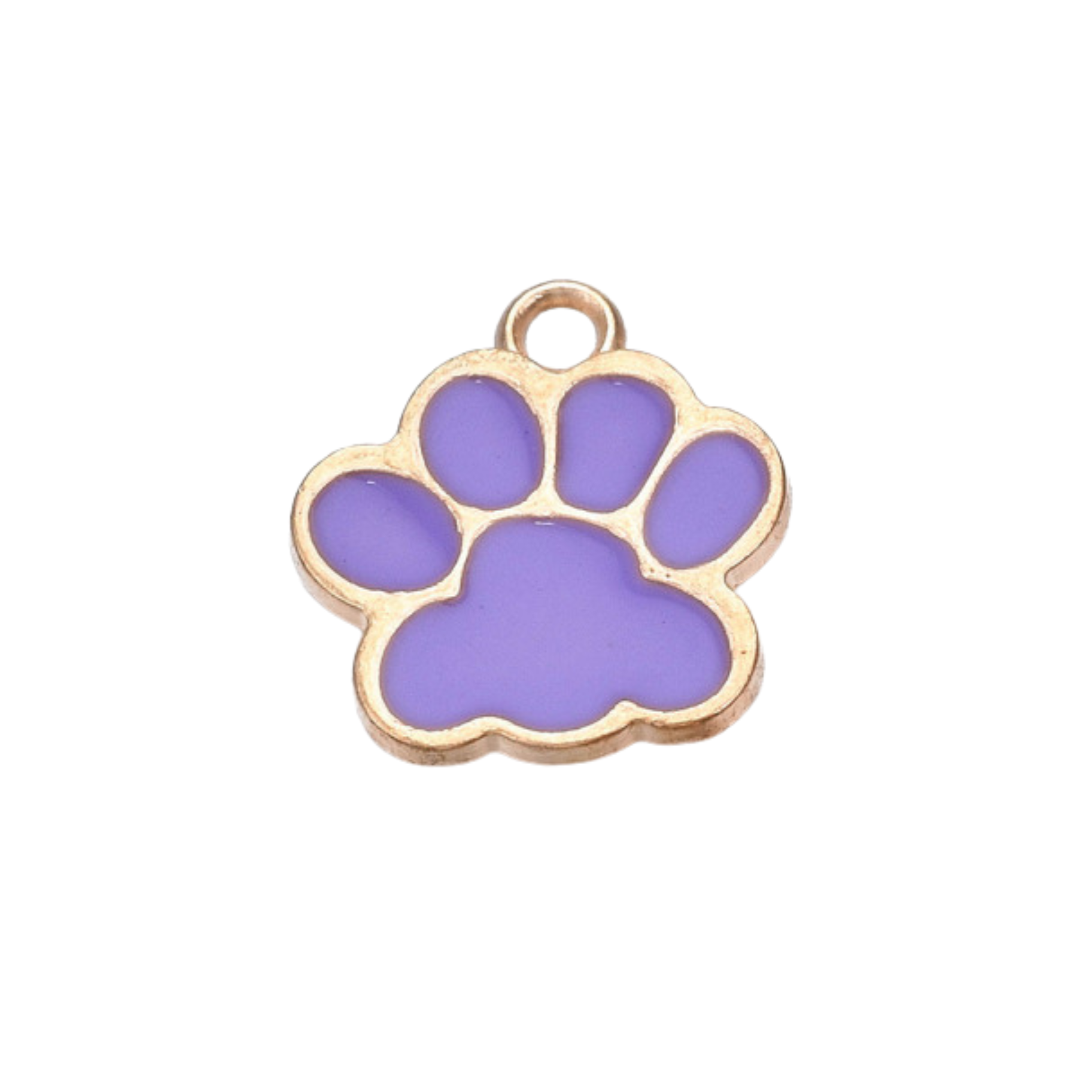 Gold Alloy Colorful Paw Print Charm