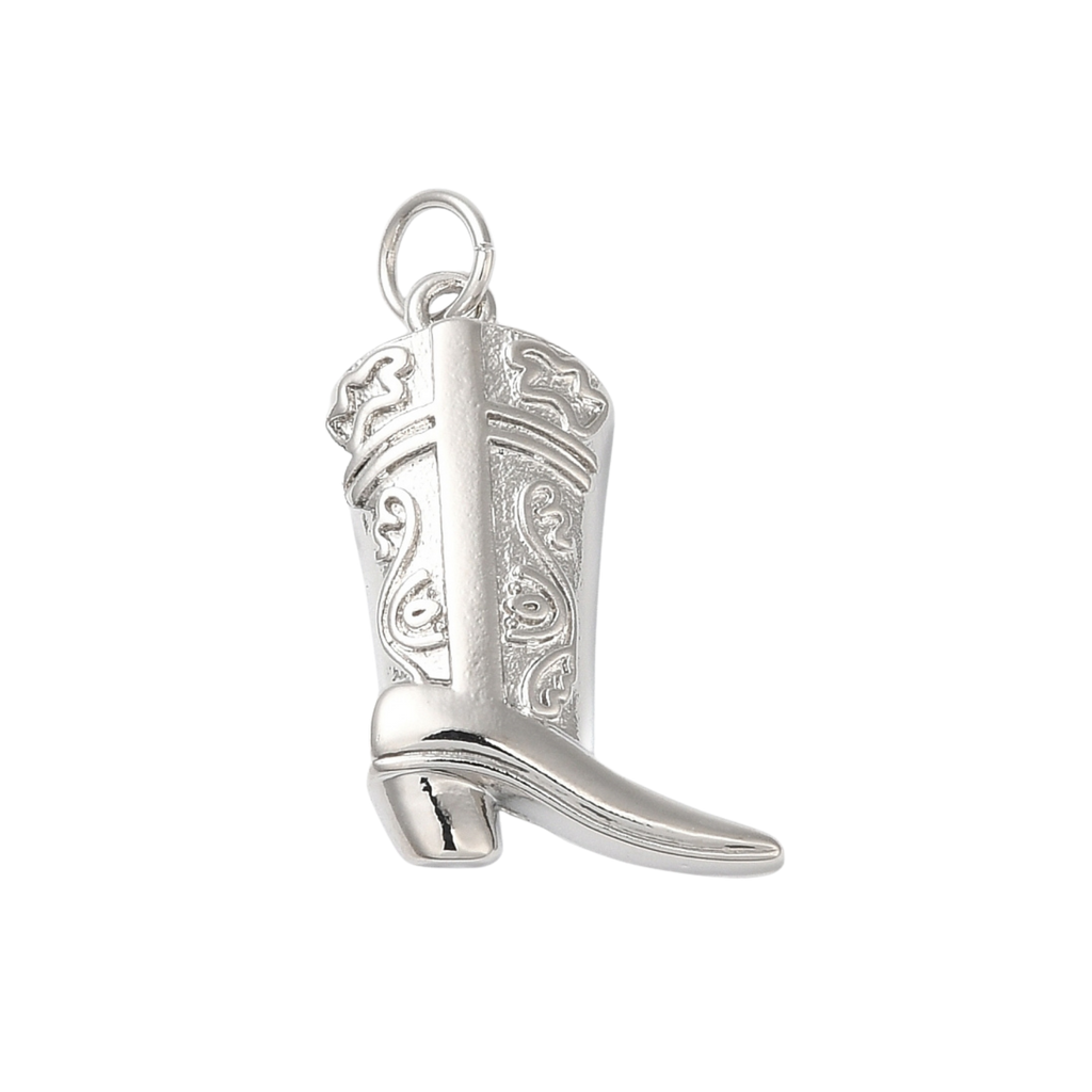 Silver Brass Cowboy Boot Charm