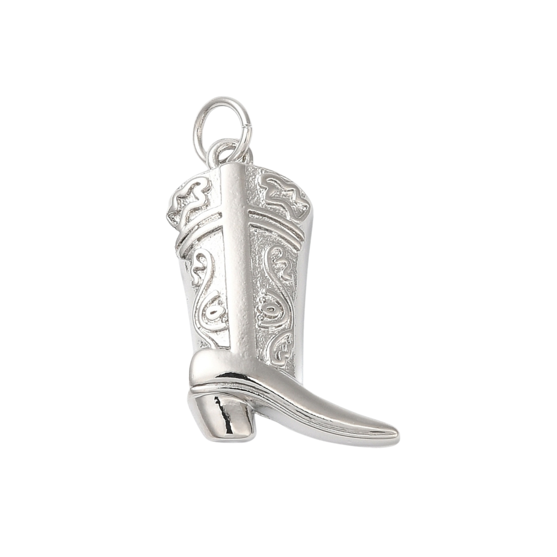 Silver Brass Cowboy Boot Charm