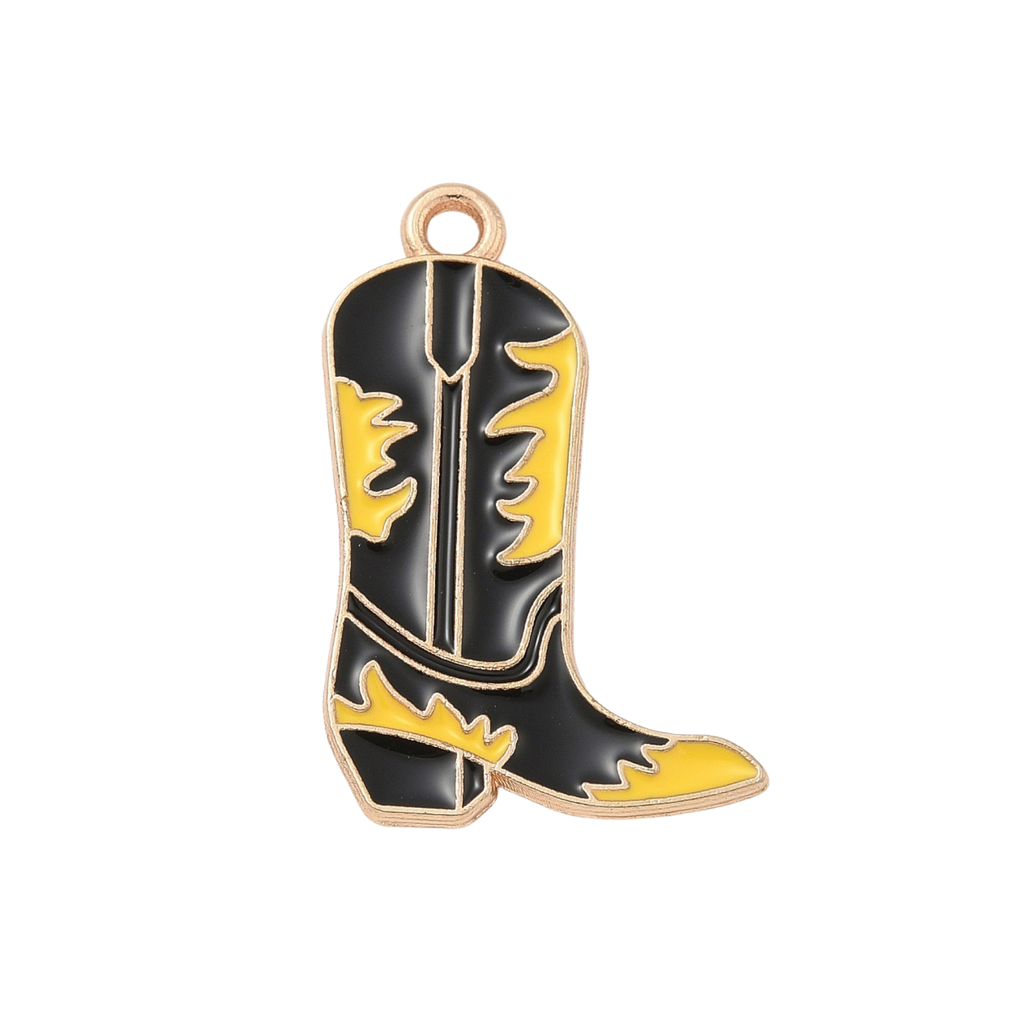 Gold Alloy Fire Cowboy Boot Charm