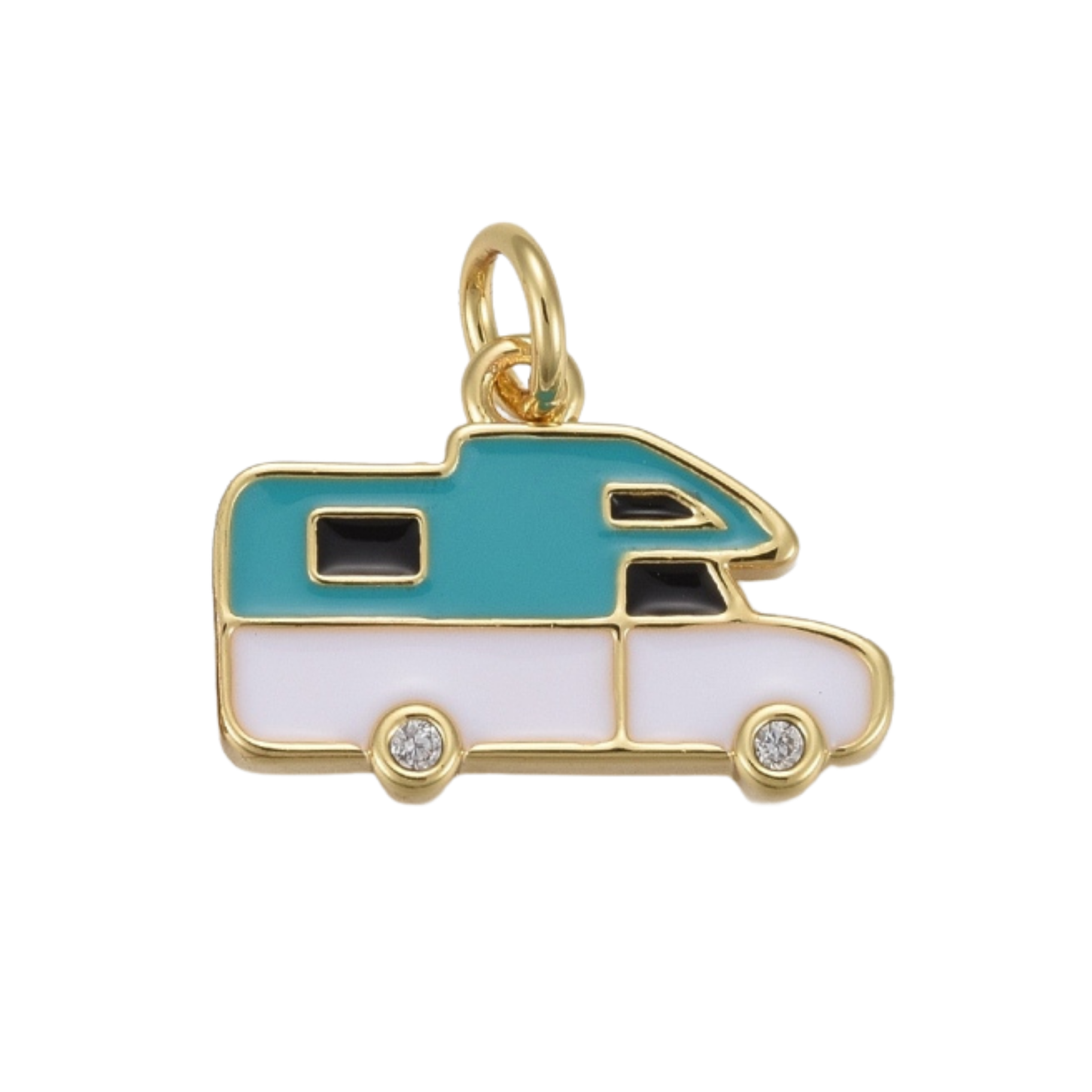 18k Gold Plated Brass Camper Charm